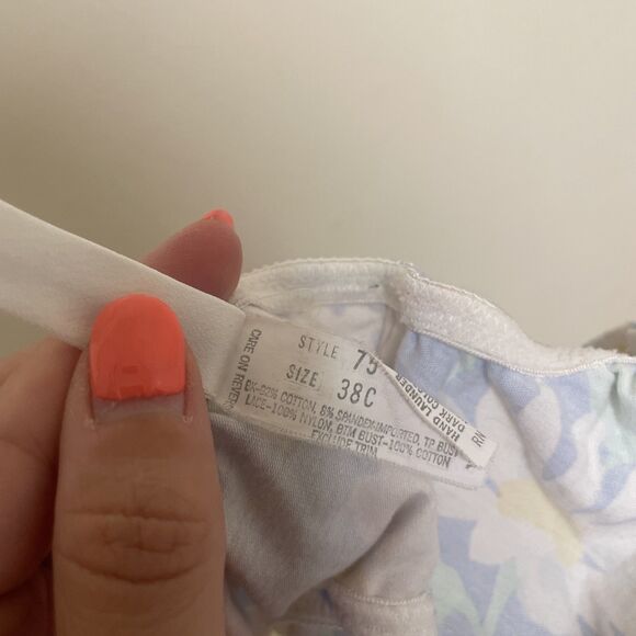 VTG EILEEN WEST Floral Cotton Unlined Underwire Front Closure Bra 38 C - Picture 6 of 8